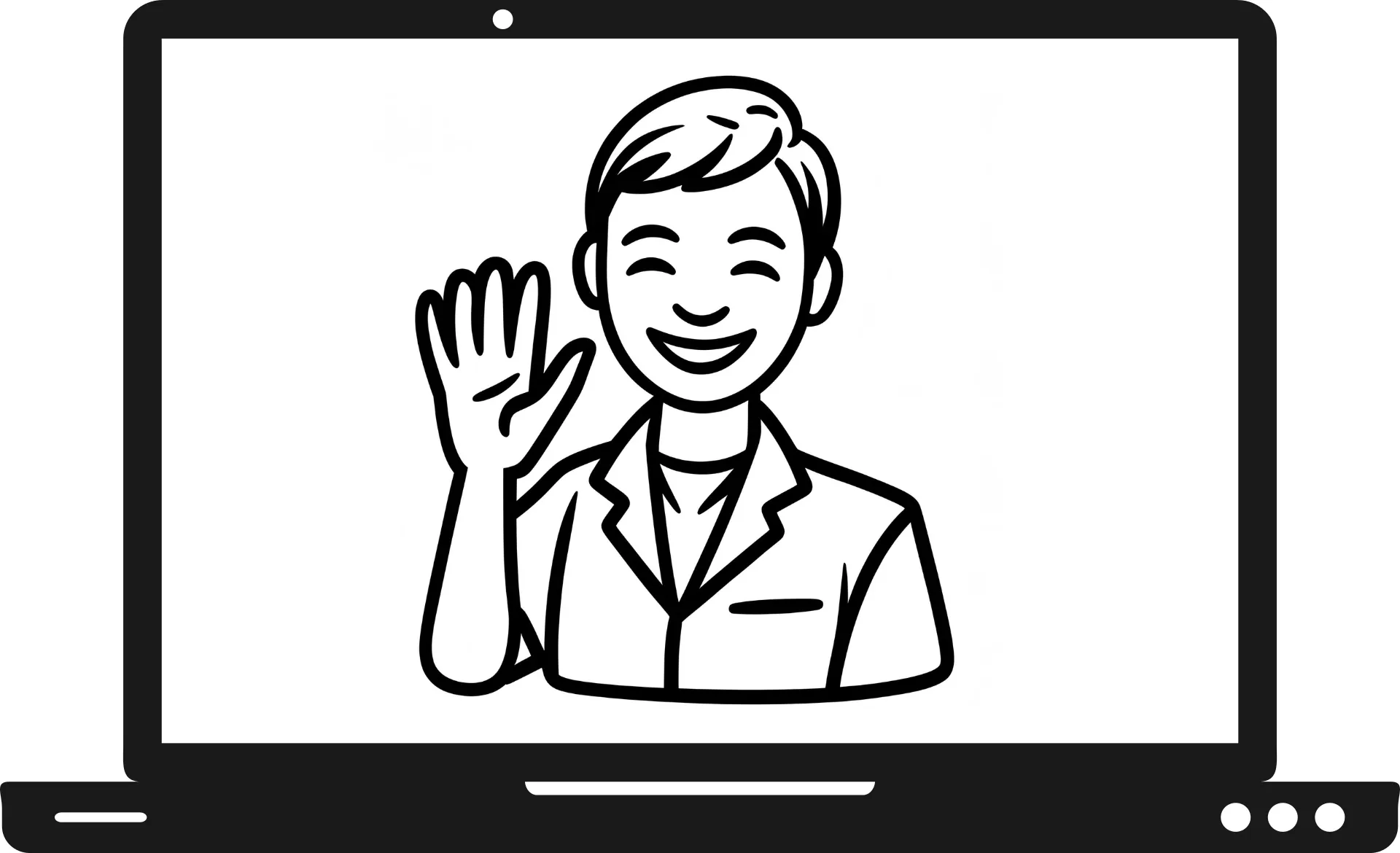 Online faculty icon image of person raising hand zoomed out