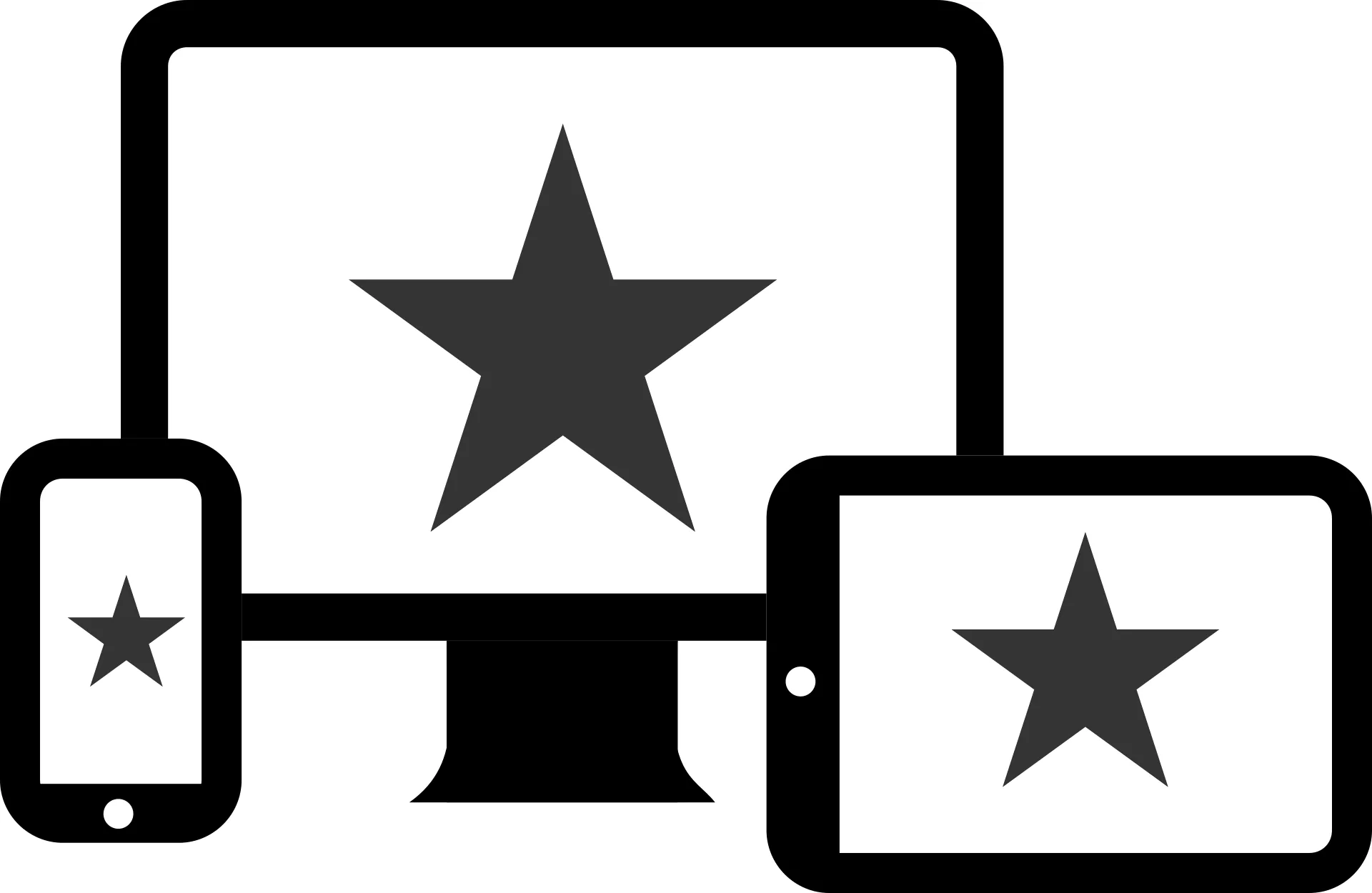 Device icon array; desktop, tablet, mobile
