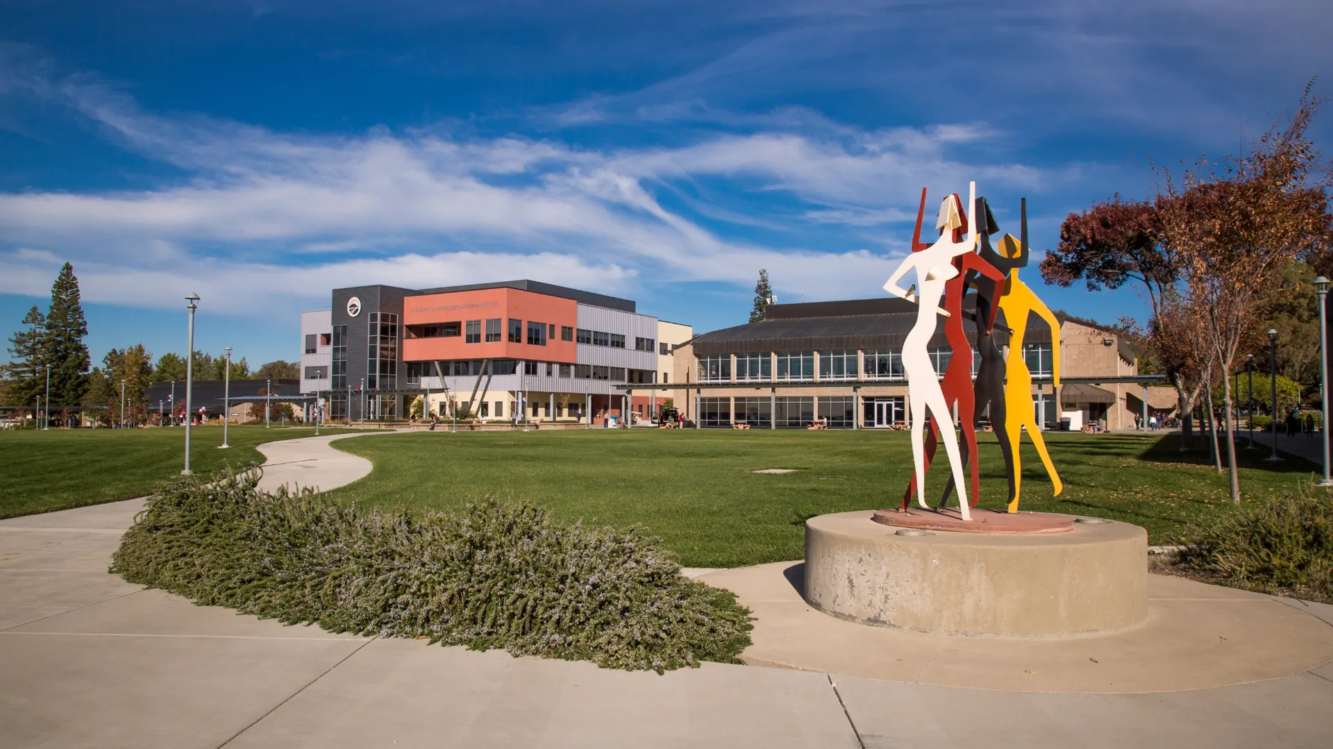 Butte College Main Campus views; campus sculpture