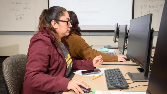Butte College adult language learner completes their work