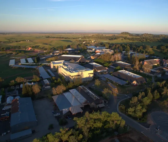 Butte College Main Campus ariel view at sunset