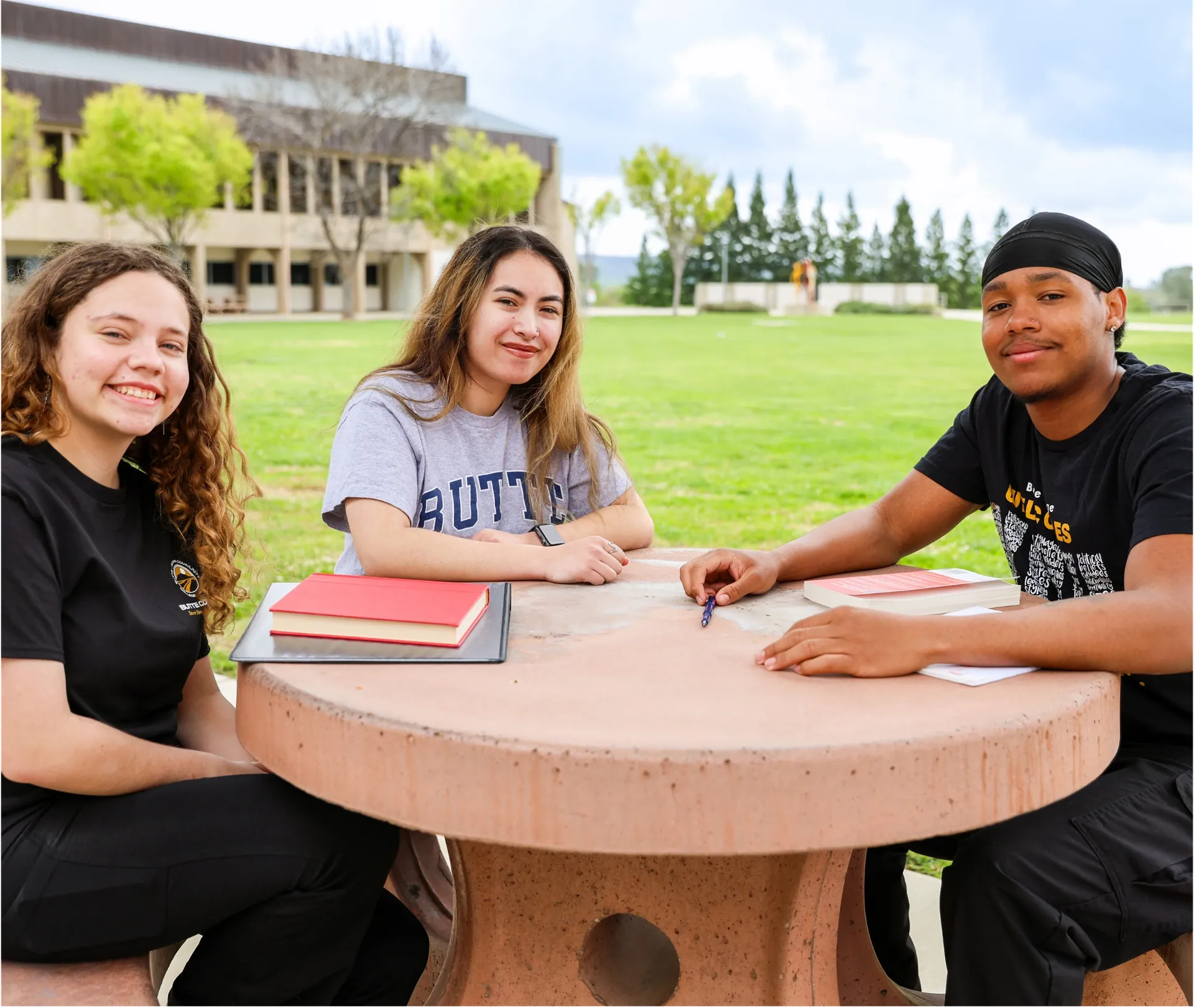 Butte College Students three students at table