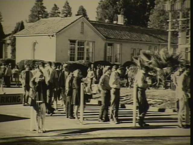 Butte College History; Day One Students on Campus; Black and White photo