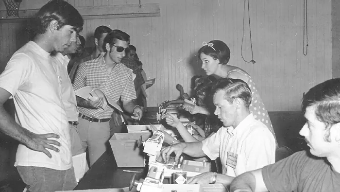 Butte College History_Students attend classes in the early years. Black and white photo