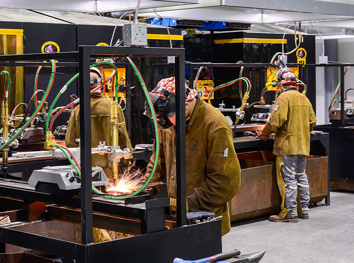 Butte College welding students in the lab. 
