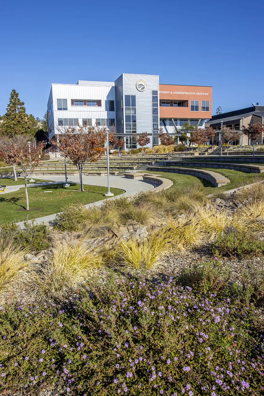 The drought tolerant landscaping at Butte College.