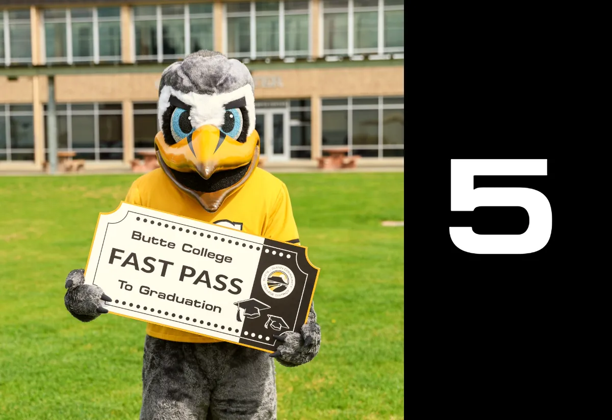 Apply Now Step 5: Dash Mascot presents Butte College Fast Pass