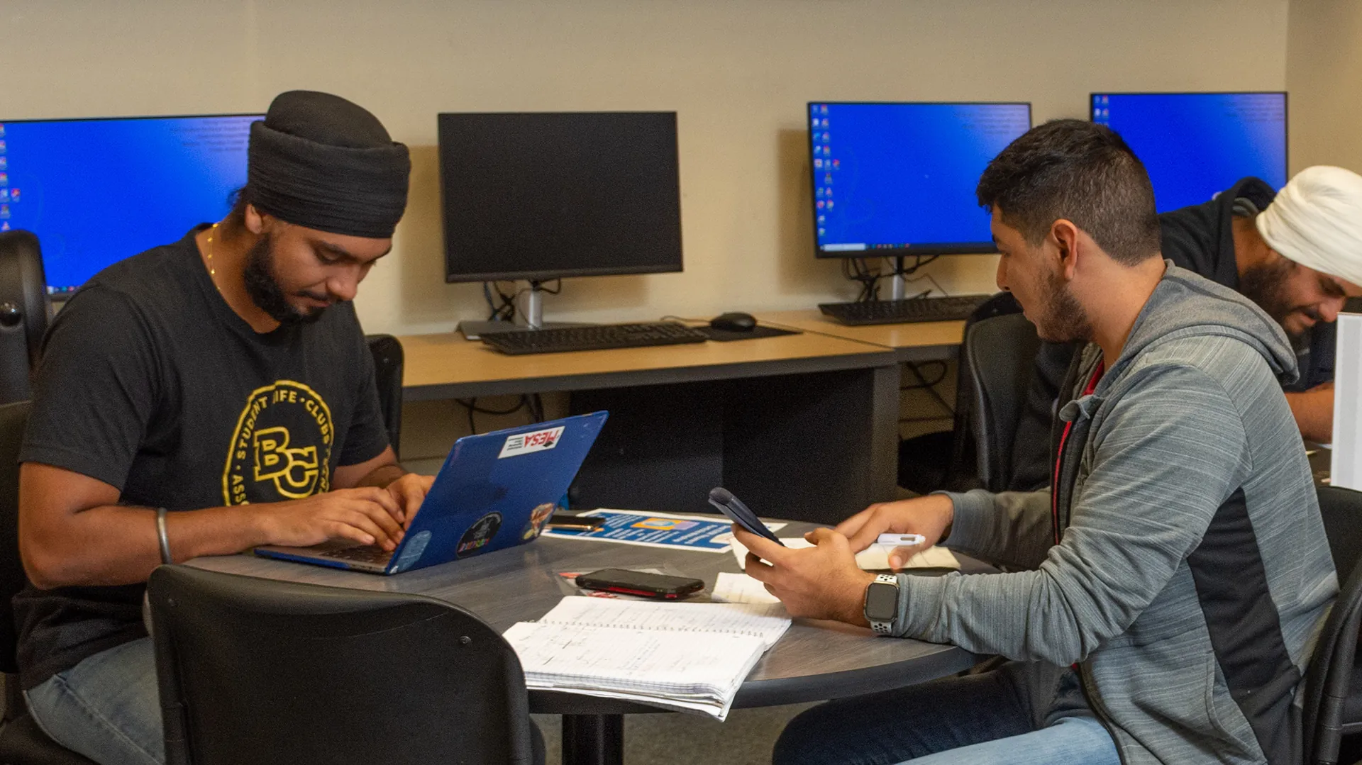 Butte College Students study together in computer lab