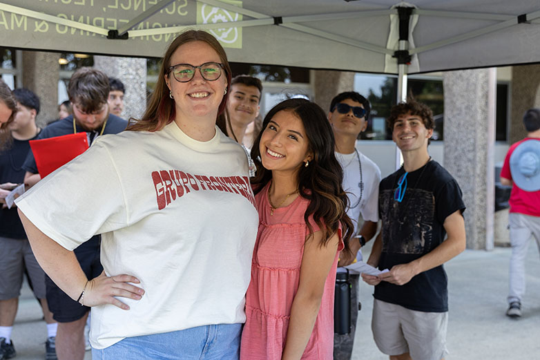 Two Butte College students attend a welcome week event. 