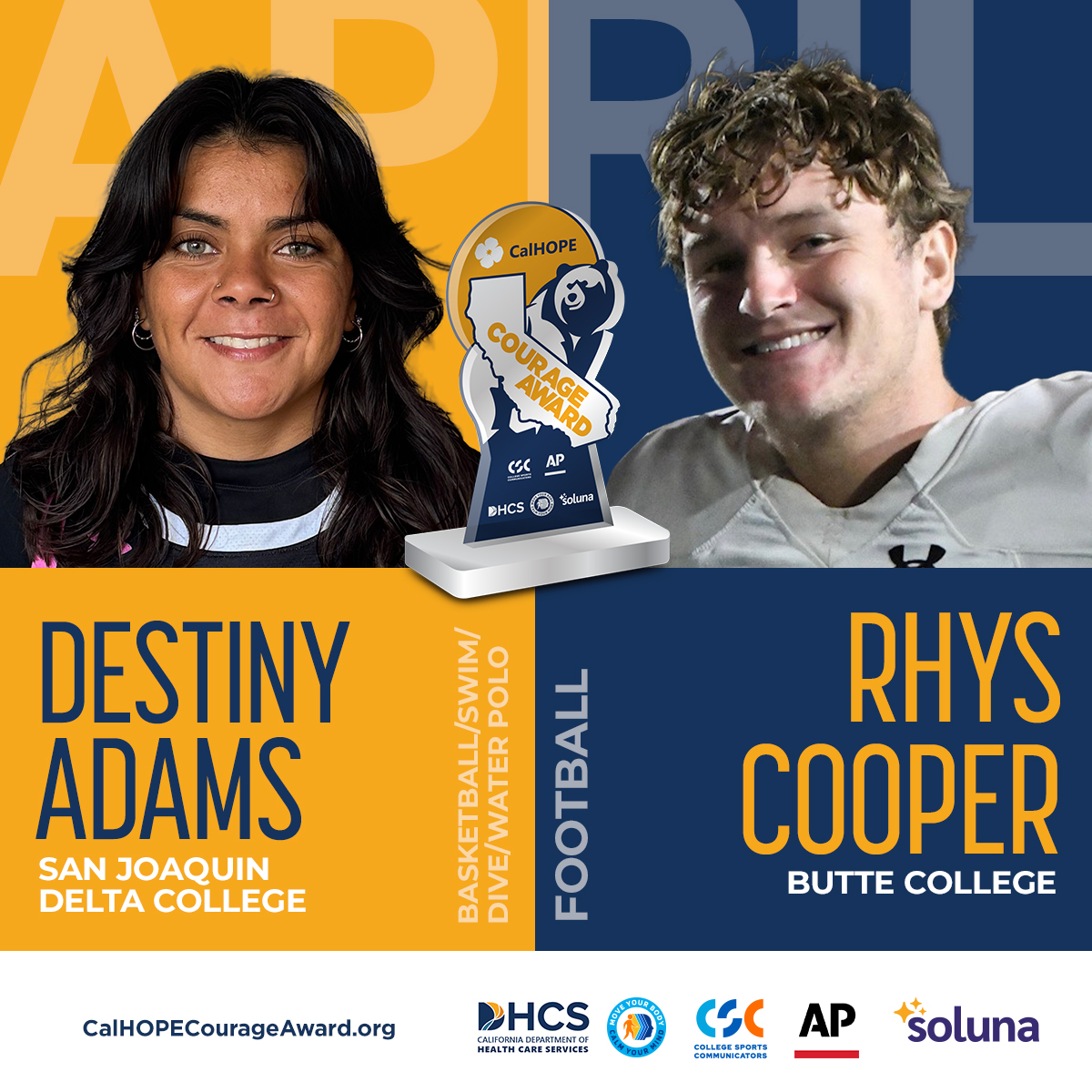 Calhope award winners, Destiny Adams and Rhys Cooper.