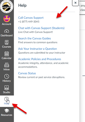 Call Canvas support +1 (877) 449-3045