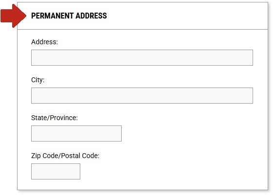 Arrow pointing to Permanent Address section.