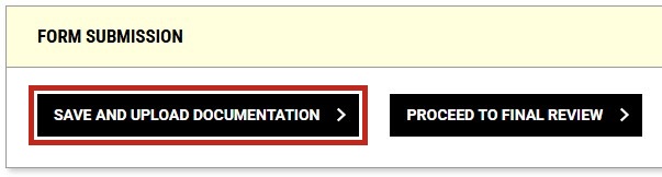 Save and Upload Documentation button highlighted.