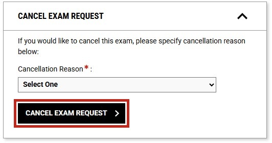 Cancel exam request button