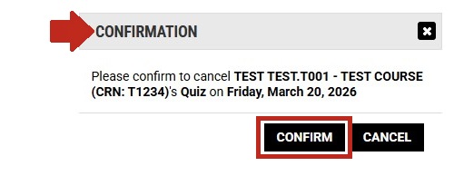 Arrow pointing to confirmation message title, with confirm button highlighted